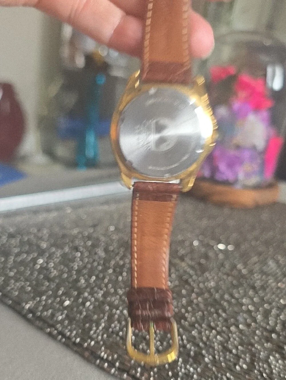 Pulsar Gold-Tone Men's Watch with White Dial and Brown Strap